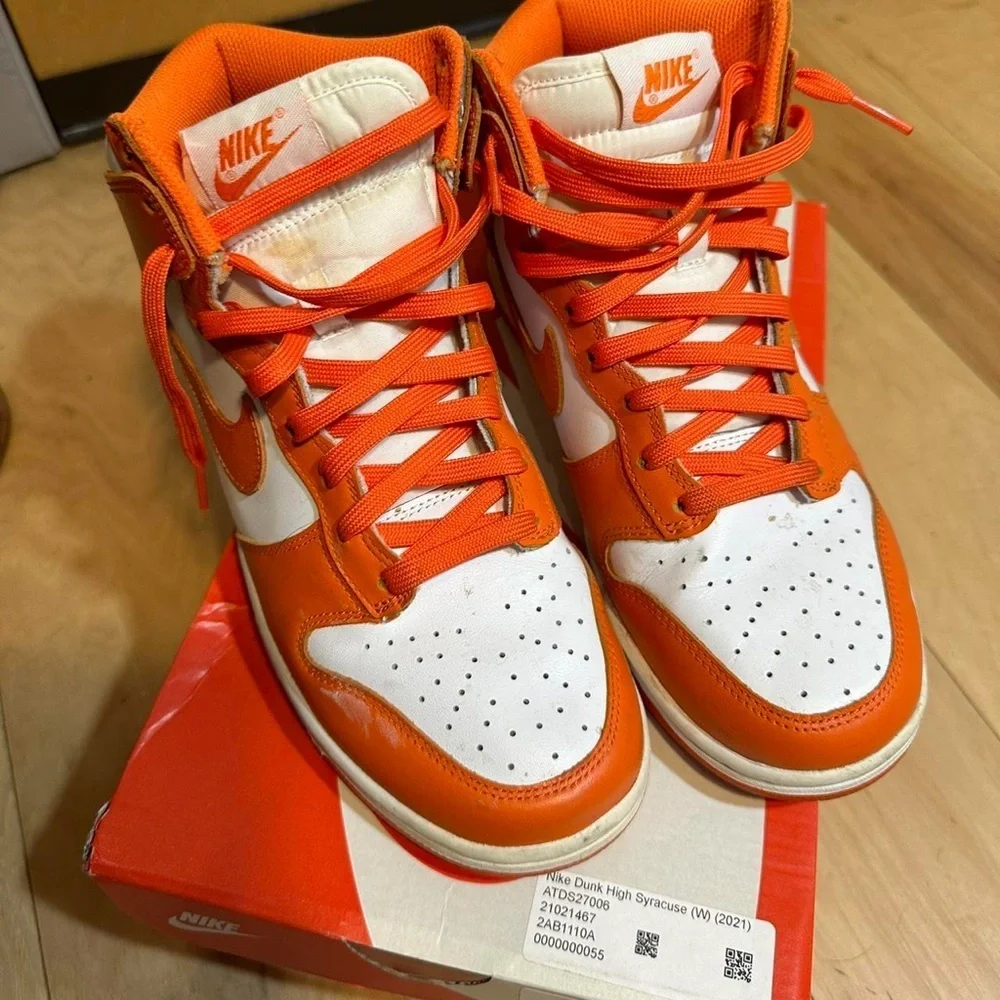 Nike Dunk High Syracuse-2021 Vibrant Orange and White Sneakers